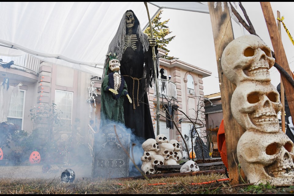 The creators of a Halloween display at 5686 Rumble St. are collecting donations for B.C. Children's Hospital. 