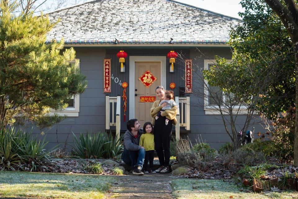 Elaine Su, husband Rob, and kids Ellis and Margo are thrilled with their neighbours’ overwhelming response to an appeal to help them add a little magic to their Sapperton neighbourhood by decorating for the Lunar New Year.