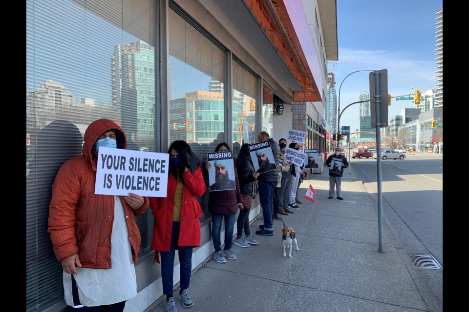 "Missing" posters were plastered across Burnaby South MP Jagmeet Singh's constituency office on Thursday, March 11.