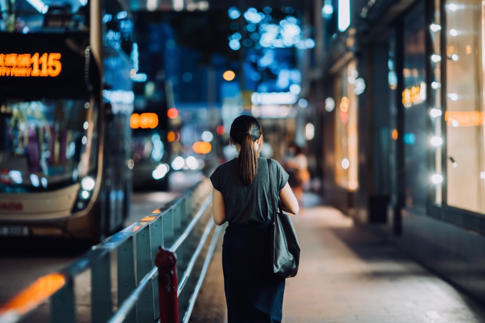 Woman walking alone