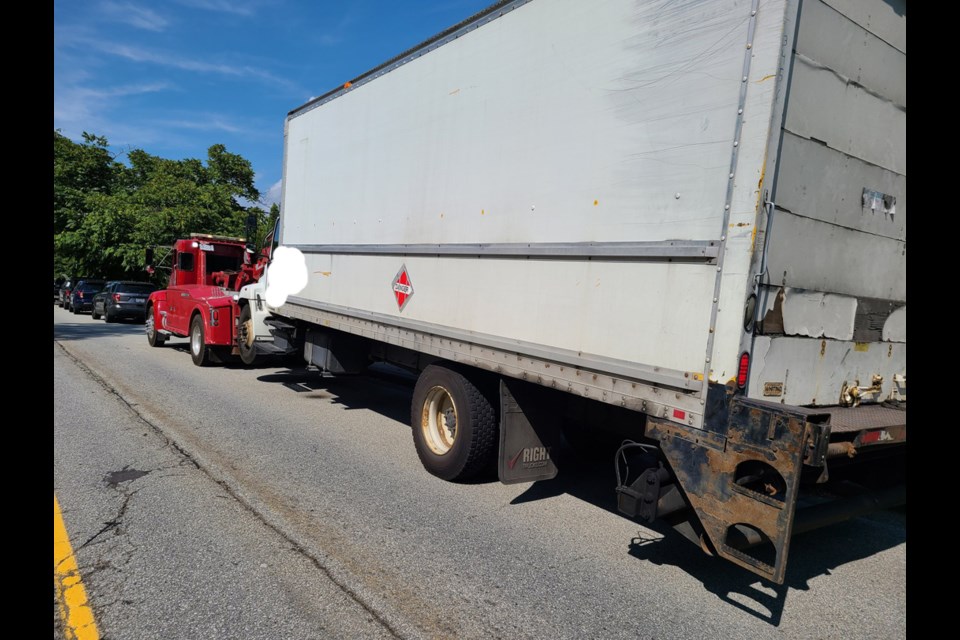 Police were at Cariboo Road and 10th Avenue Wednesday inspecting commercial vehicles and looking for off-route trucks.