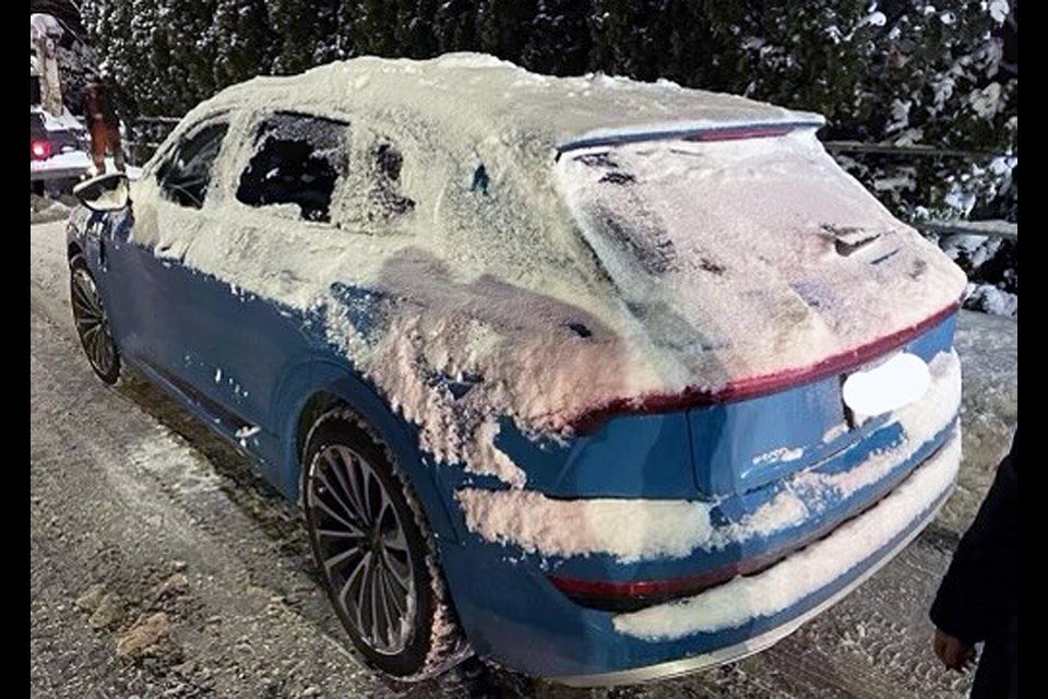 Burnaby RCMP stopped 50 snow-covered vehicles Monday and made the drivers brush off the white stuff before letting them continue.
