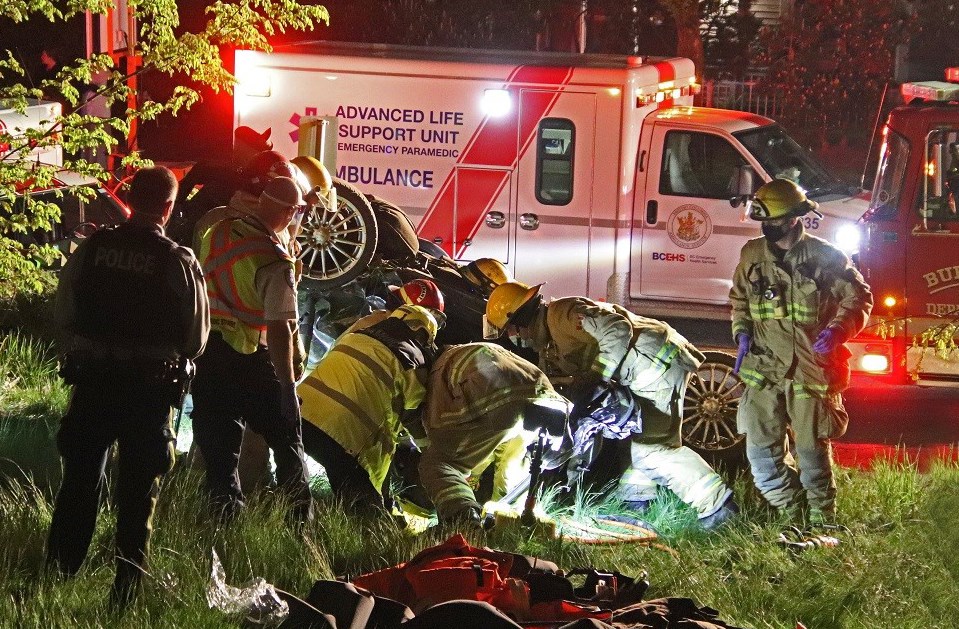 Emergency crews responded to a serious rollover crash on Kingsway by Stride Avenue Wednesday night.