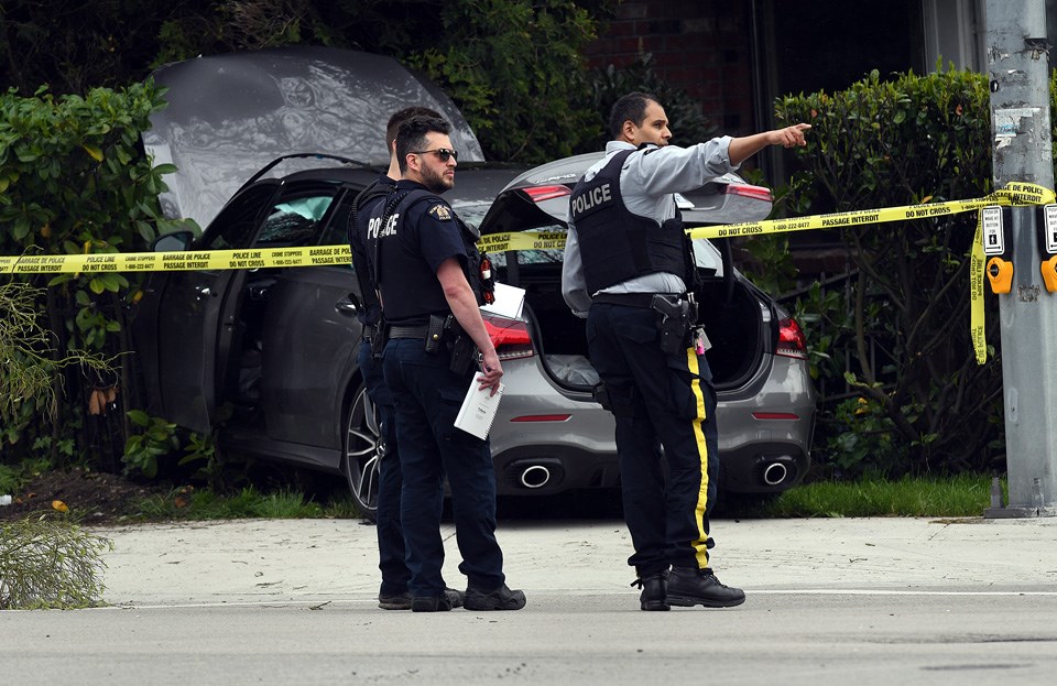 Police were on scene at a pedestrian-involved collision at Patterson Avenue and Imperial Street in Burnaby Saturday afternoon.