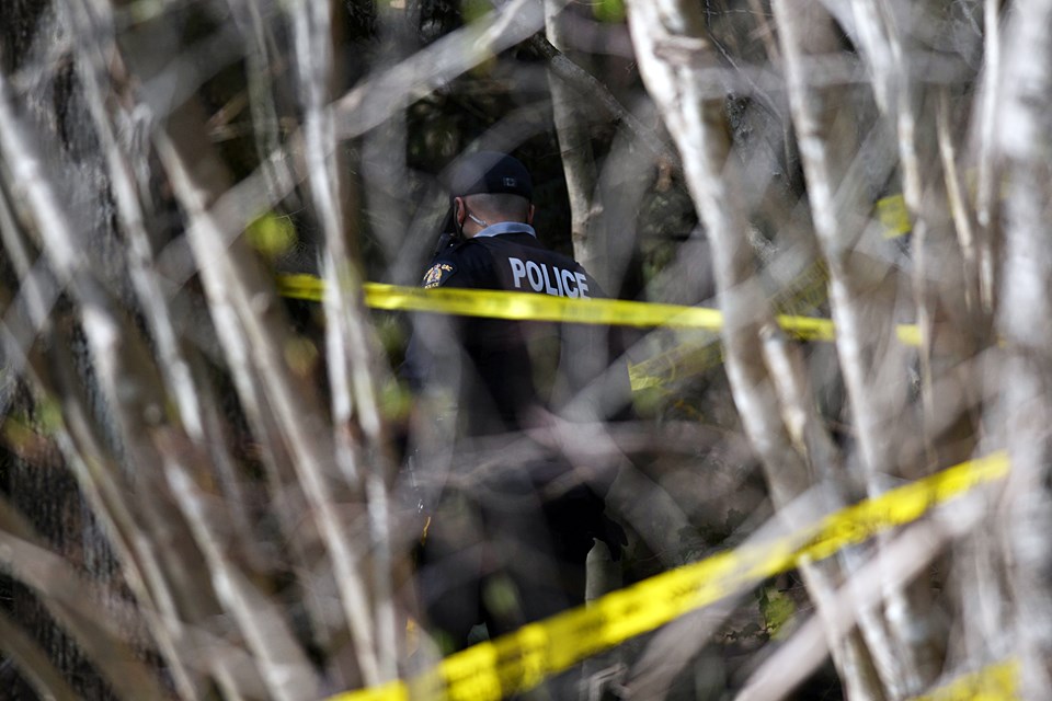 Police were on scene at Byrne Creek Ravine Park in Burnaby Thursday. 