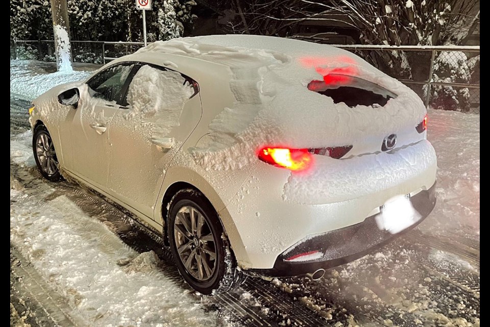 Burnaby RCMP is urging local drivers to remove the snow from their vehicles before driving – or risk a $109 fine.