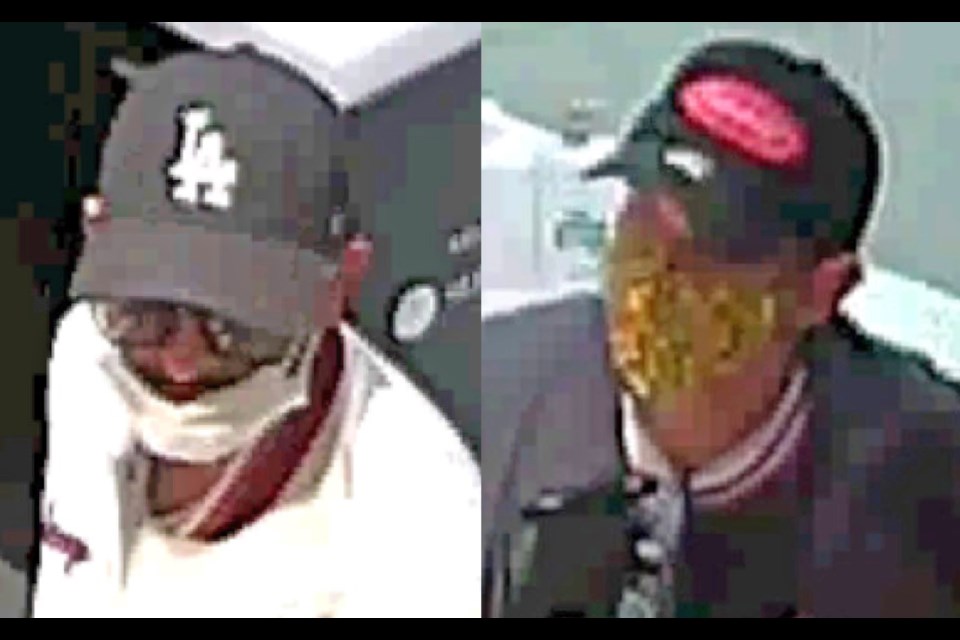 Burnaby RCMP are looking for help identifying two suspects in a $10,000 sunglasses theft and pepper-spraying at the Metrotown mall on Sept. 17.