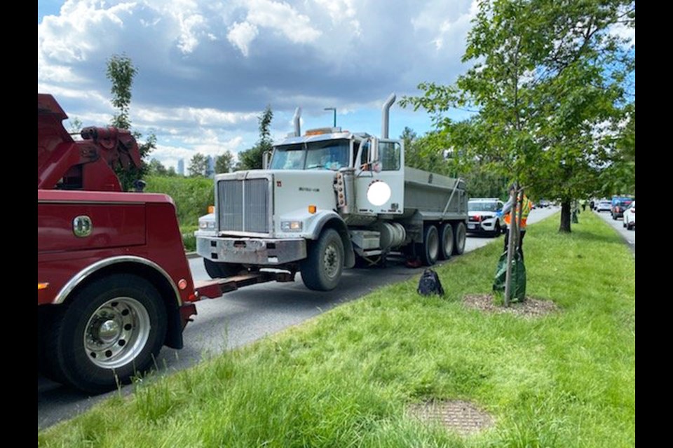 Police were at Kensington Avenue south of Lougheed Highway on June 8 for a commercial vehicle enforcement blitz.