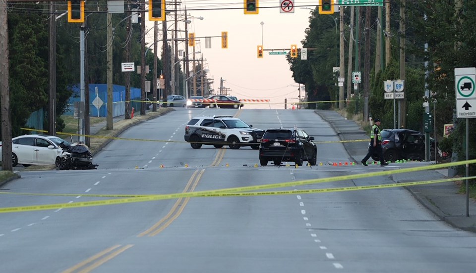 A section of 10th Avenue on the Burnaby-New Westminster border has been shut down as police investigate a crash that happened Tuesday night.  