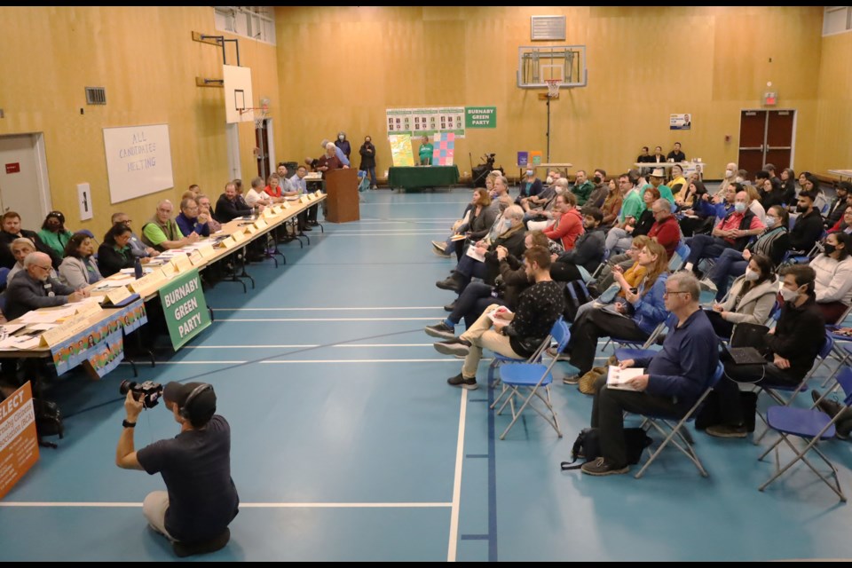 Candidates for Burnaby city council and school board spoke at an all-candidates meeting hosted by the Heights Neighbourhood Association in Burnaby, B.C.