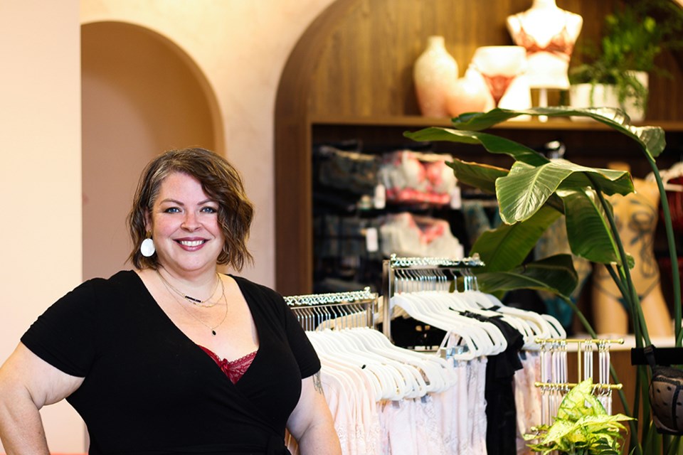 Forever Yours Lingerie Owner, Sonya Perkins, in her new Burnaby location on Hastings.