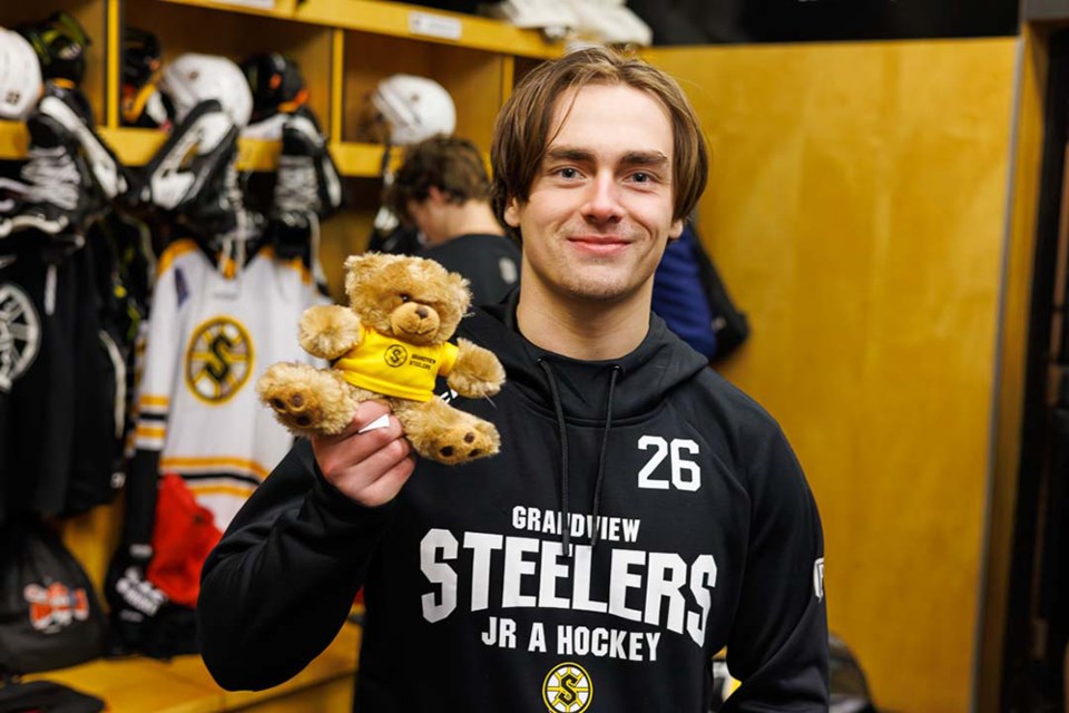 Forward Steven Konechny and the Grandview Steelers are hosting their annual Teddy Bear Toss game on Dec. 10, 2023, at Burnaby Winter Club against the Port Moody Panthers.