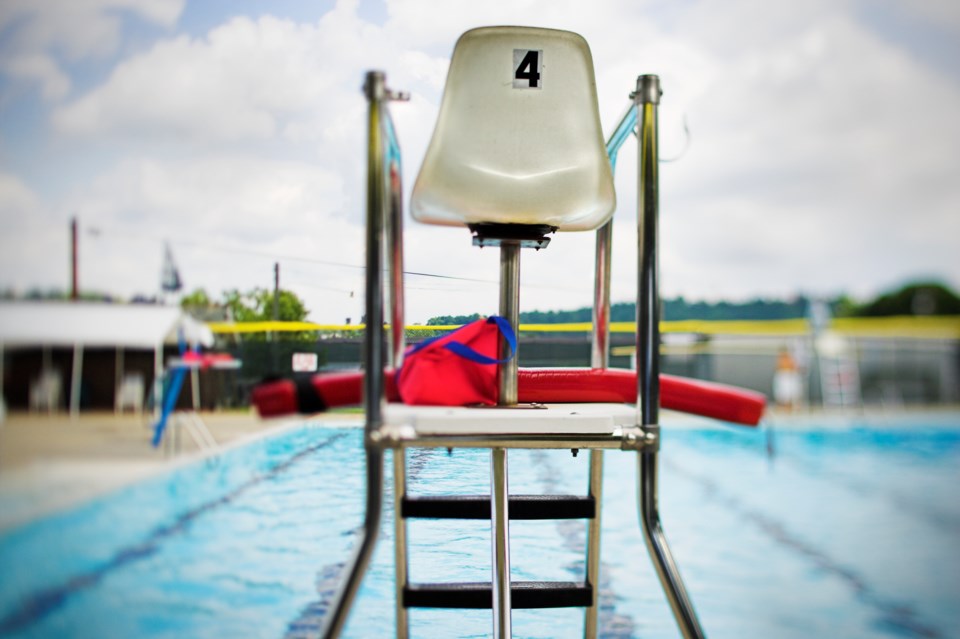 Lifeguard tower at pool