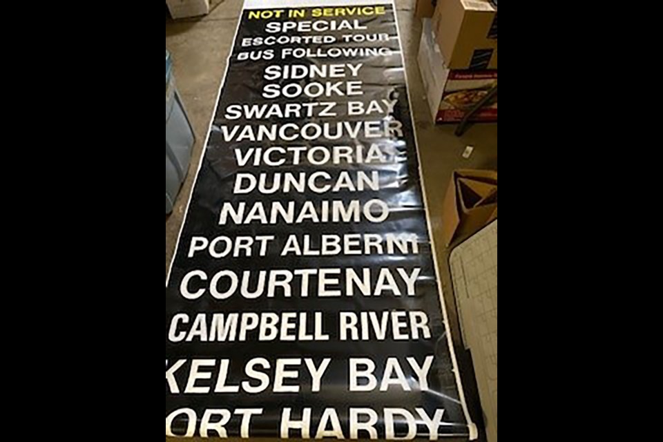 An example of bus destination roll from a route on Vancouver Island. Rolls similar to this will be for sale on Nov. 6.