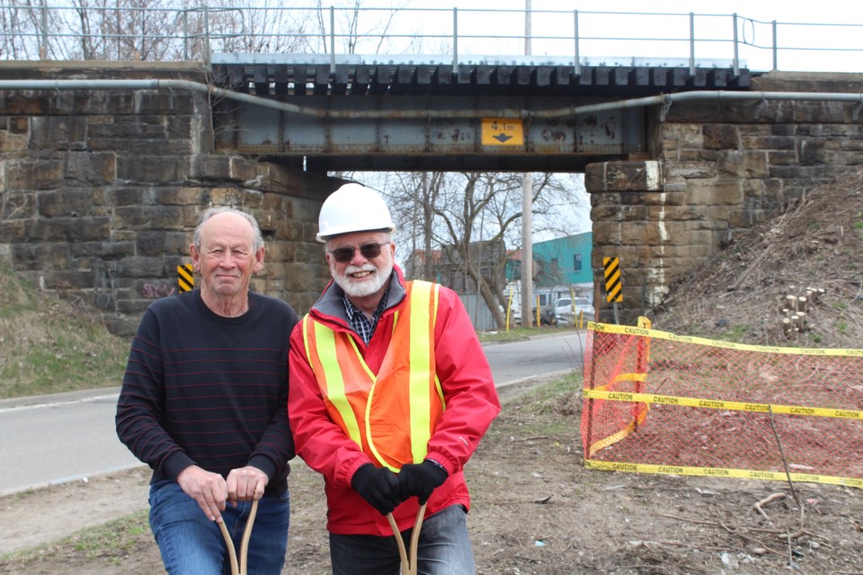 Cambridge resident Bill Walker (left) was one of the main voices behind improving safety at the Beverly Street underpass that sits in city councillor Ross Earnshaw's ward.