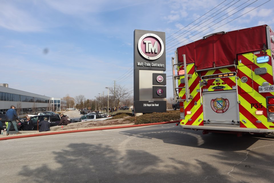 Fire crews respond to a fire at Trademark Industries in Cambridge