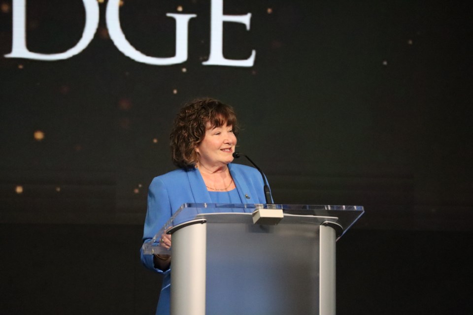 Cambridge Mayor Kathryn McGarry gives first in person state of the city address since the pandemic at Tapestry Hall in downtown Galt last week.