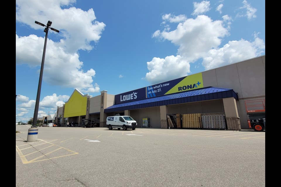 The former Lowes at Pinebush and Conestoga roads will soon bear the brand-new RONA+ banner.