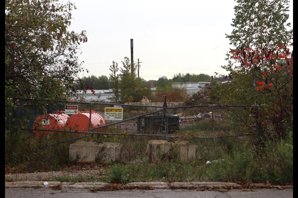 Tanks sit at the back of the abandoned properties of 95 and 105 Sheffield St. in Hespeler. This view is from the Clemens Avenue side.