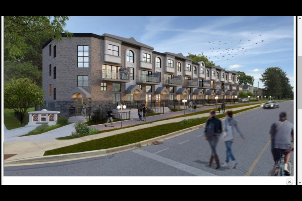 Modena Homes is proposing to build a 36-unit stacked townhouse development on Clover Avenue in Cambridge's south end. Neighbours on the entire street are opposed.