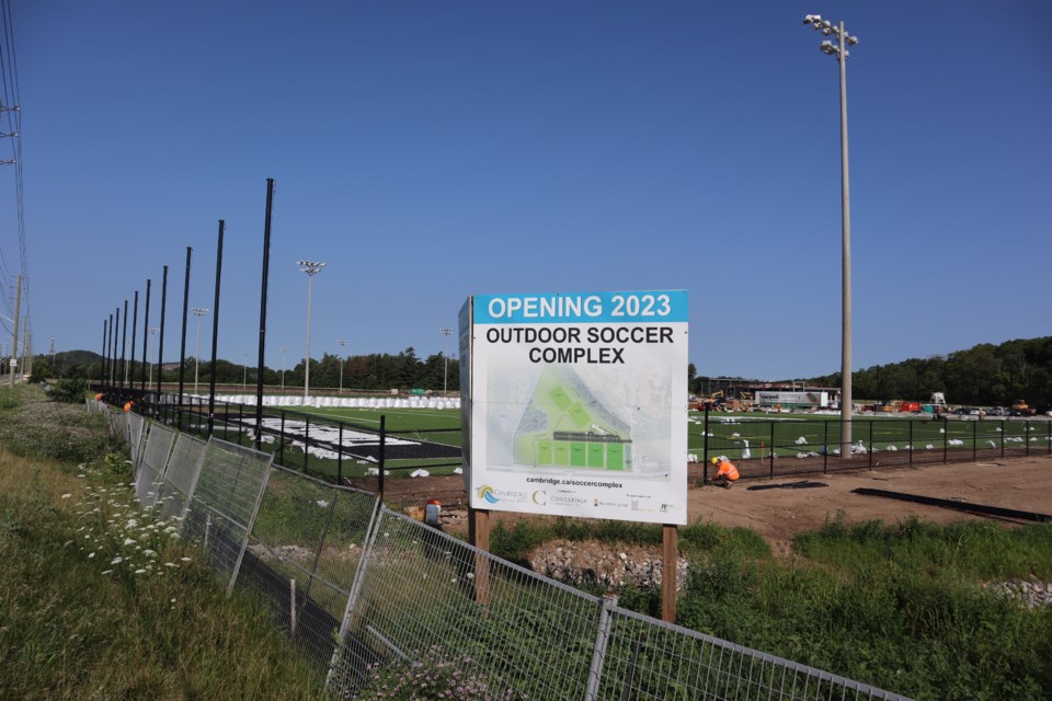 Originally scheduled to open this fall, the Cambridge Soccer Complex on Fountain Street won't be ready until the spring now as supply chain issues caused delays in construction.