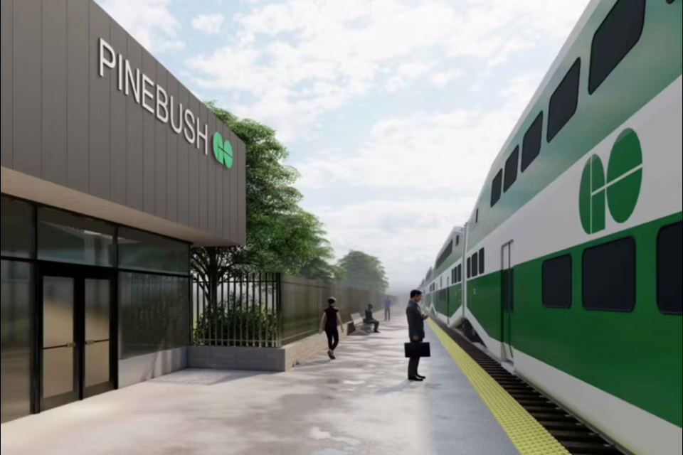 A rendering of the Pinebush transit station the Region of Waterloo has made public as part of its request for public input into the idea of bringing a GO Transit line to Cambridge.