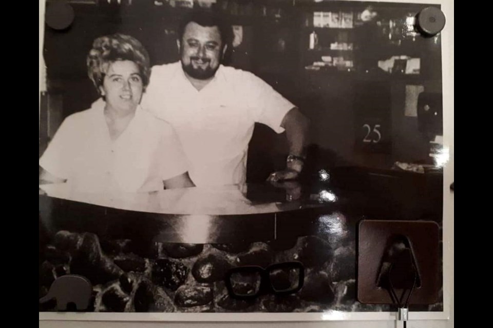 John and Lena Melnychuk behind the bar at Nicholson's Tavern in Blair.