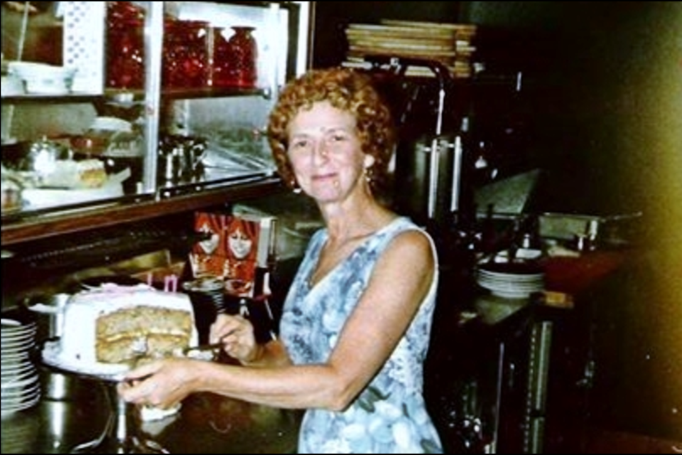 June Jacques in the kitchen at the Knotty Pine Restaurant.