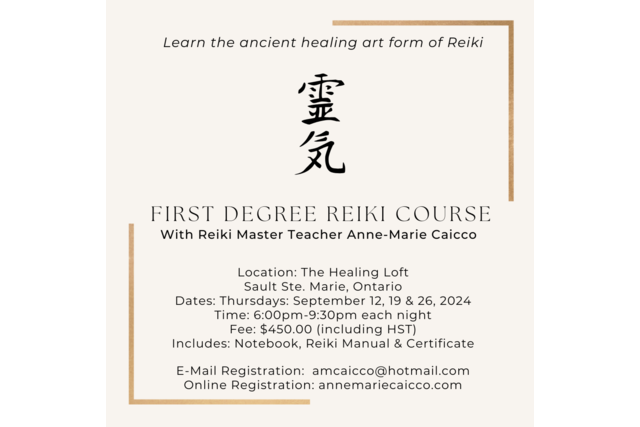 first degree reiki course Sept 2024