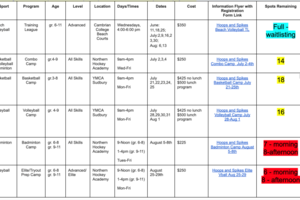 Summer Camps - basketball/volleyball/badminton