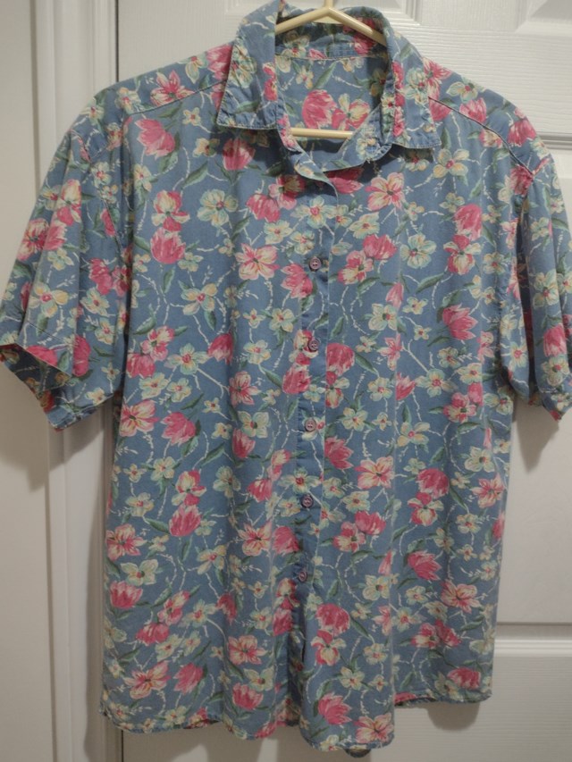 Blue Pink Floral Blouse