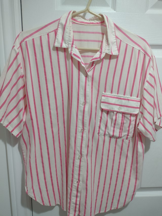 White Pink Stripe Blouse
