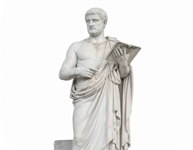 Firefly_roman sculpture holding book marble no background just white  822797