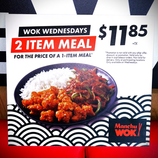 ✨ 🥢WOK WEDNESDAY🥢✨ EVERY WEDNESDAY AT MANCHU WOK!! Order through our app or come and see us!