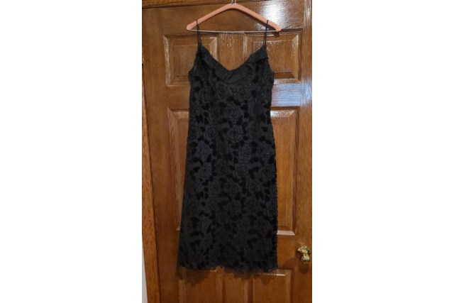 black velour spaghetti strap dress 1