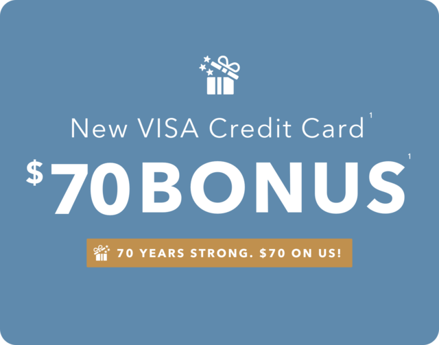 New VISA Credit Card 70 Bonus
