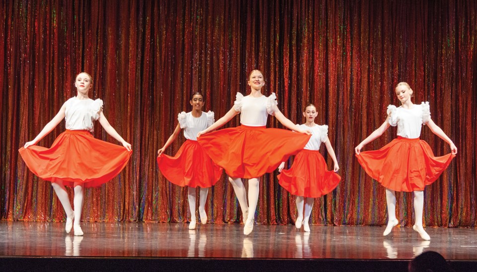 A. Coast Dance Academy - Gabrielle Deshamais, Peyton Gray, Katie Stewart, Mya Tosczak and Mayan Uppal dance the Rodeo Hoedown (credit Michael Gurney)