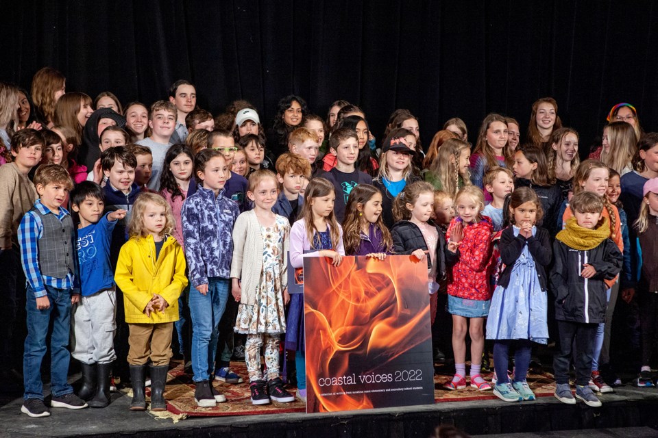 Crowd of young authors at Rockwood Festival Pavilion.