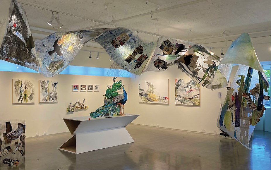 An untitled collaborative installation winds its way across GPAG’s ceiling at Make the Cut.