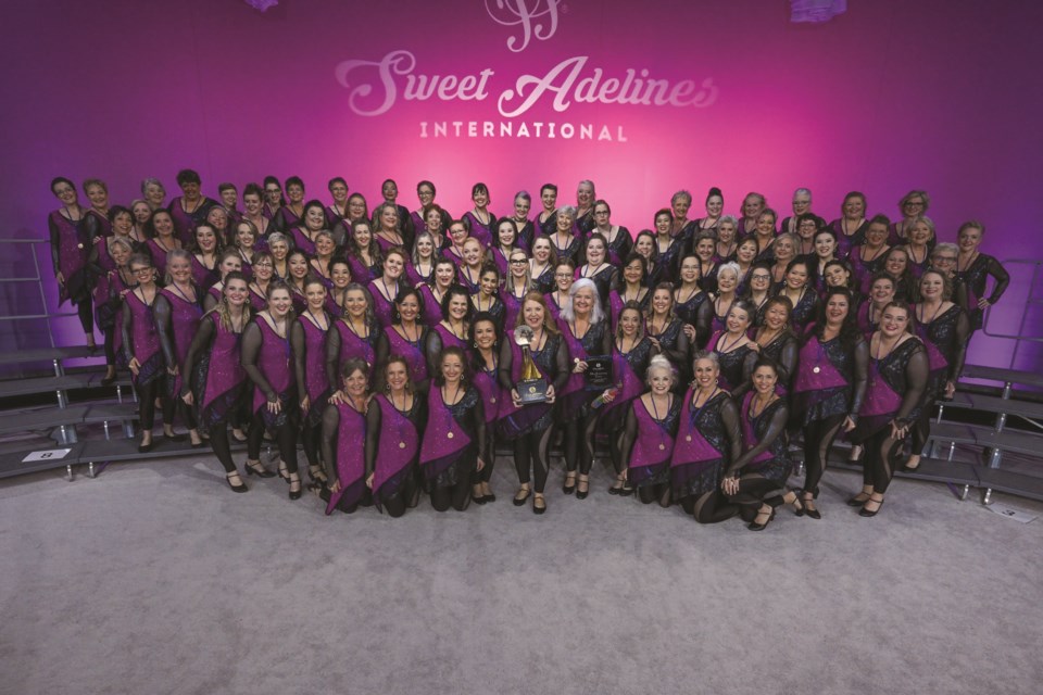 The Lions Gate Chorus, including Gibsons resident Connie Johnston, sweeps to victory at the Sweet Adelines barbershop competition in Louisville, Kentucky. 