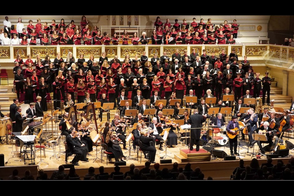 Michael Friedman backed by an orchestra and choirs, at a Berlin concert in his honour Oct. 17. 