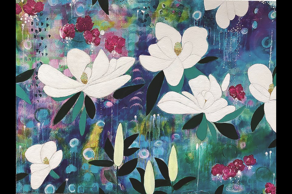 My Magnolias, by Liz Christian, is a 40-by-30-in. acrylic on canvas.