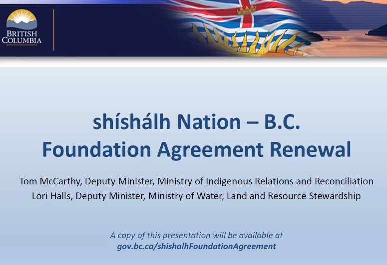 Opening screen of March 20 provincial online info session on the Foundation Agreement.