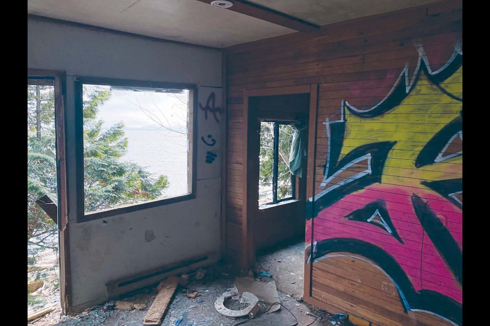 An abandoned cabin on Secret Beach, a popular party location, is looking worse for the wear lately. 