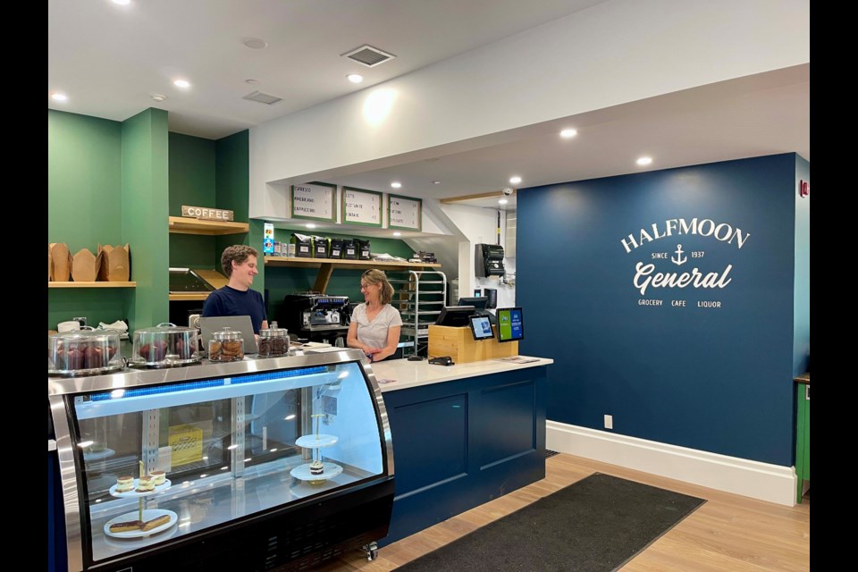 A café counter and coffee bar greet you with a small but exciting menu.
