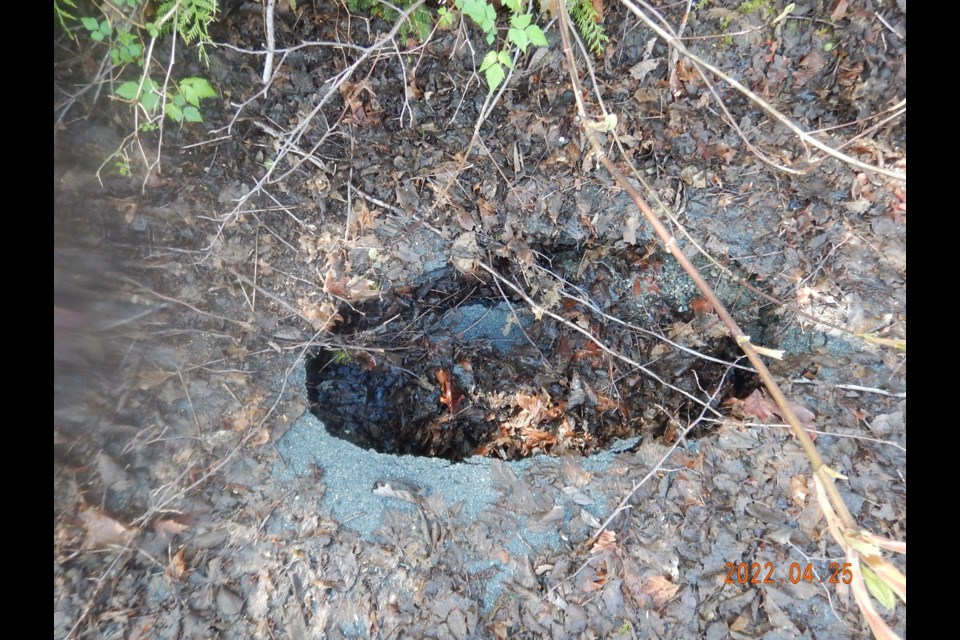 A new sinkhole has been measured in the Seawatch neighbourhood of Sechelt.                  