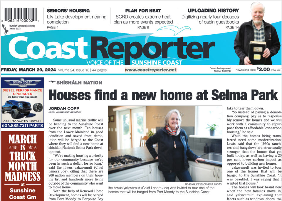 Shot of the cover of the March 29 Coast Reporter print edition