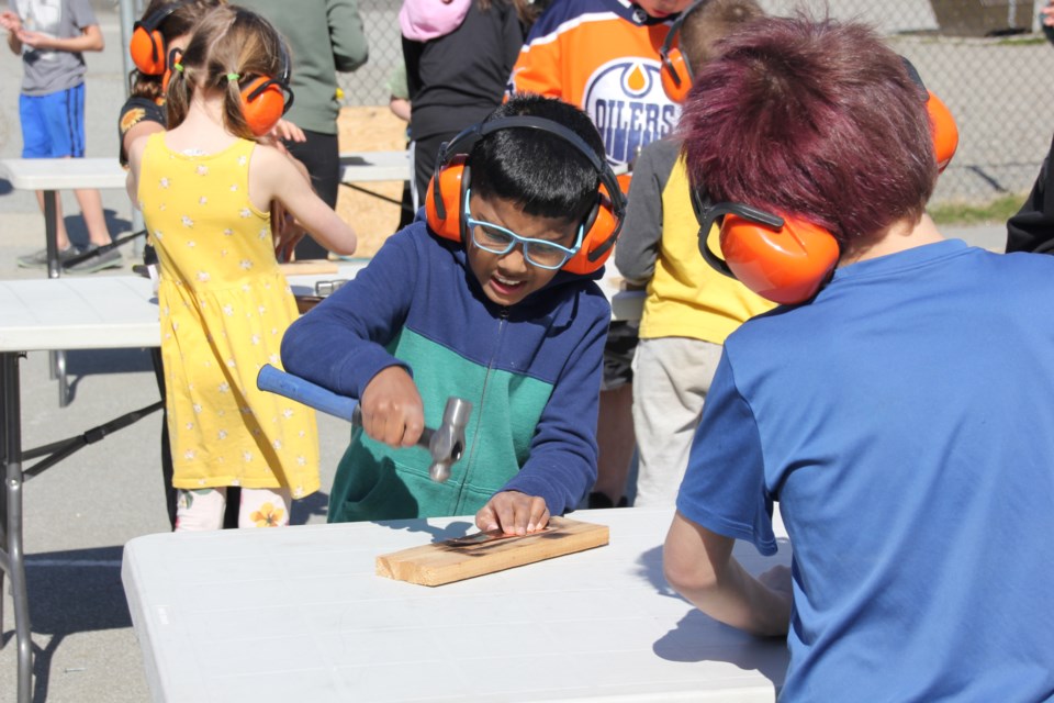 Students at Gibsons Elementary School learned some metal working skills on March 31. 