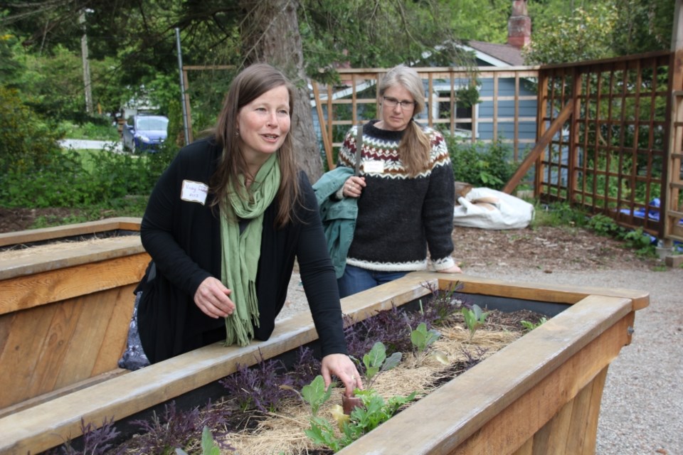 Vicky Duffield of the Roberts Creek Community School Society gives a garden tour in Roberts Creek.