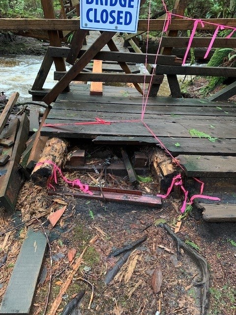 Cliff Gilker Park remains closed due to significant damage to bridges.
